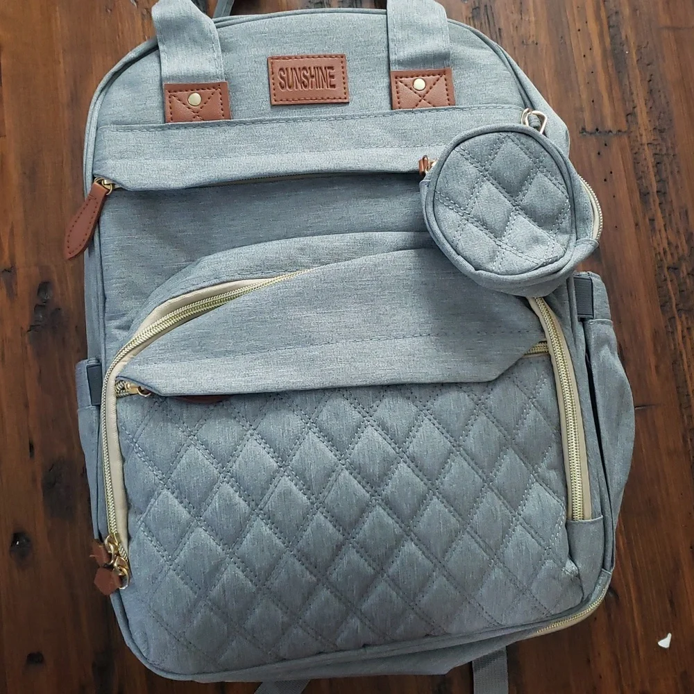Sunshine Gray Backpack Diaper Bag Multifunction Like New
